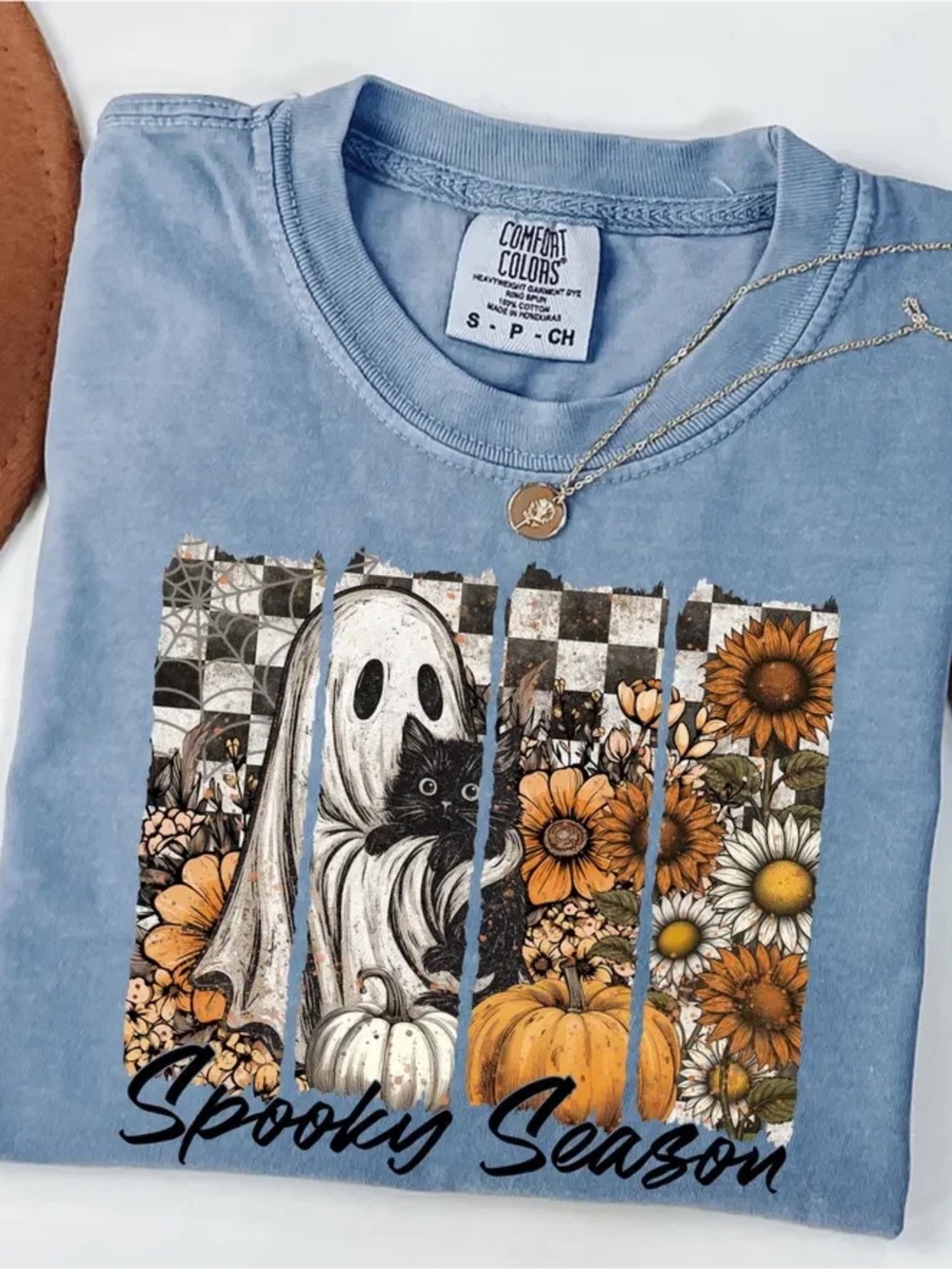 Comfort Colors Spooky Season Graphic Tee Blue Jean & Orange